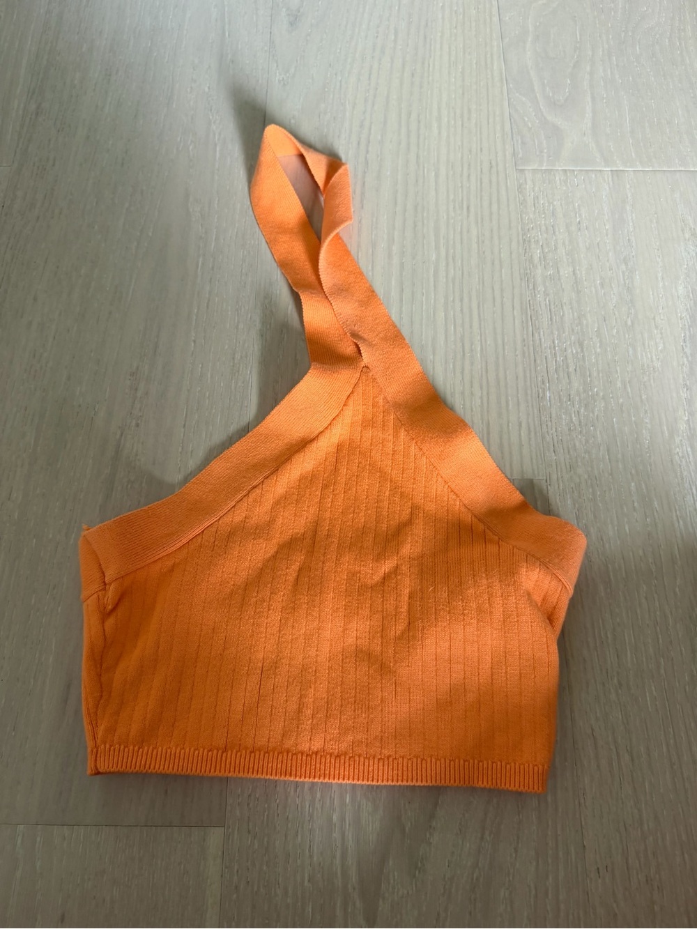 BDG Orange One-Shoulder Ribbed Crop Top